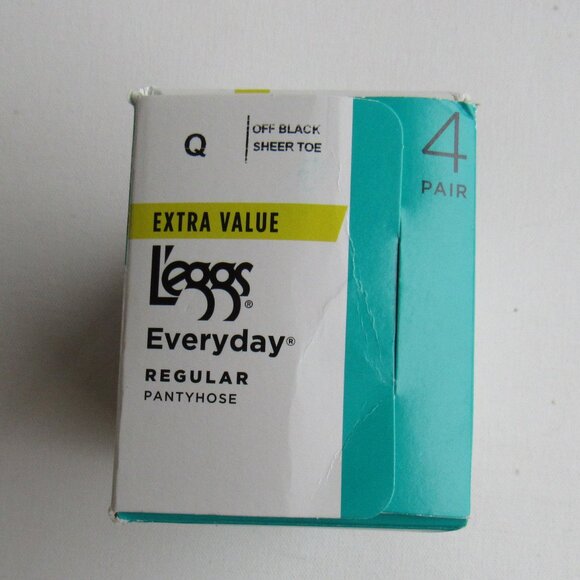 L'eggs Everyday Off Black Sheer Toe Regular Pantyhose 2 Pair Size Q Made in USA - Picture 6 of 7